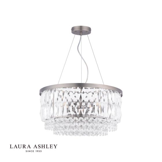 Där Lighting Laura Ashley Rhosill 4 Light Pendant Crystal And Aged Pewter