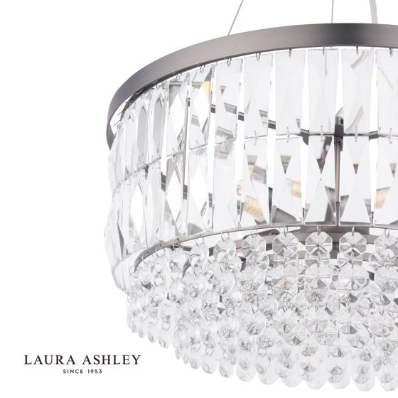 Där Lighting Laura Ashley Rhosill 4 Light Pendant Crystal And Aged Pewter
