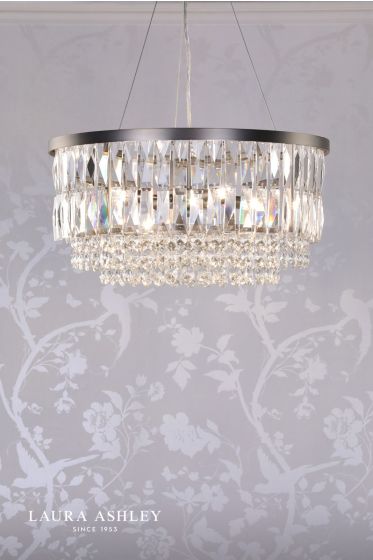 Där Lighting Laura Ashley Rhosill 4 Light Pendant Crystal And Aged Pewter