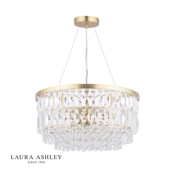 Där Lighting Laura Ashley Rhosill 4 Light Pendant Glass & Antique Brass