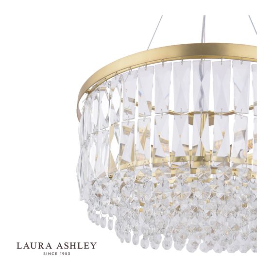 Där Lighting Laura Ashley Rhosill 4 Light Pendant Glass & Antique Brass