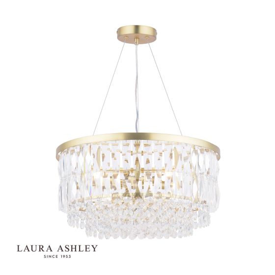 där lighting Laura Ashley Rhosill 4 Light Pendant Glass & Antique Brass
