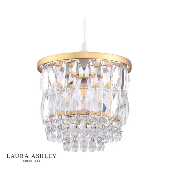 Där Lighting Laura Ashley Rhosill Easy Fit Pendant Crystal And Antique Brass