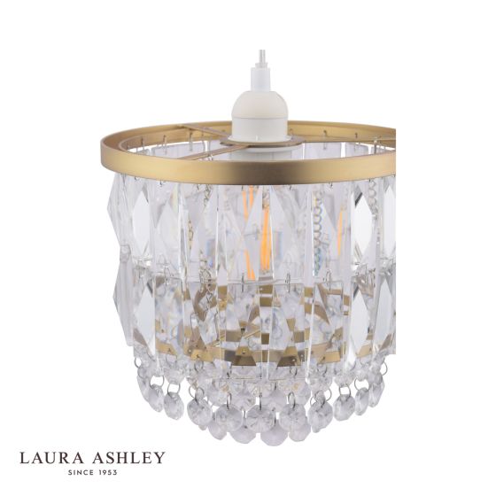 Där Lighting Laura Ashley Rhosill Easy Fit Pendant Crystal And Antique Brass