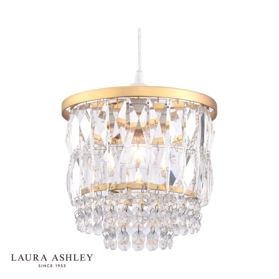där lighting Laura Ashley Rhosill Easy Fit Pendant Crystal and Antique Brass