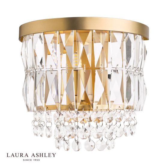 Där Lighting Laura Ashley Rhosill Wall Light Crystal And Matt Antique Brass