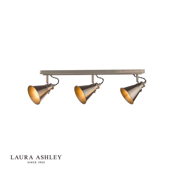 där lighting Laura Ashley Rufus 3 Light Bar Spotlight Industrial Nickel