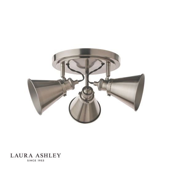 Där Lighting Laura Ashley Rufus 3 Light Plate Spotlight Industrial Nickel