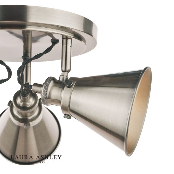 Där Lighting Laura Ashley Rufus 3 Light Plate Spotlight Industrial Nickel