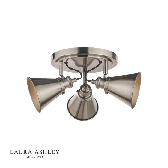 där lighting Laura Ashley Rufus 3 Light Plate Spotlight Industrial Nickel