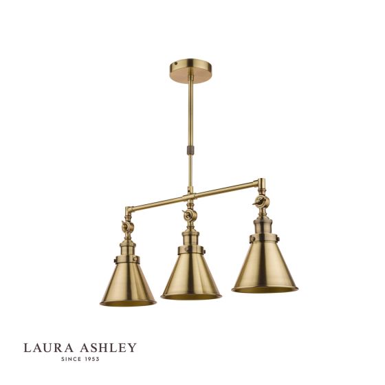 Där Lighting Laura Ashley Rufus 3lt Bar Pendant Antique Brass