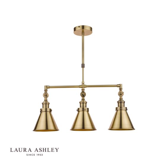 Där Lighting Laura Ashley Rufus 3lt Bar Pendant Antique Brass