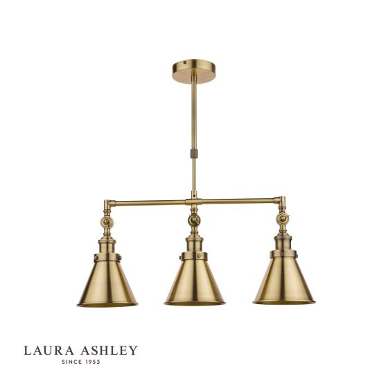 Där Lighting Laura Ashley Rufus 3lt Bar Pendant Antique Brass