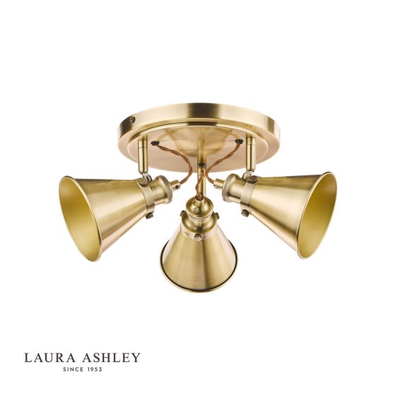 Där Lighting Laura Ashley Rufus 3lt Plate Spotlight Antique Brass