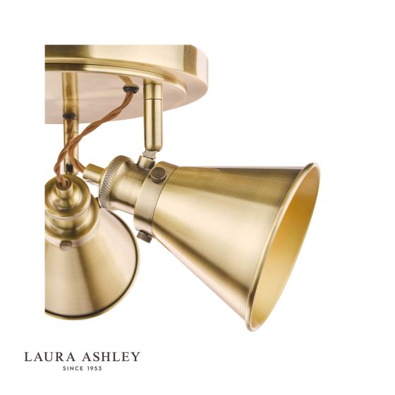 Där Lighting Laura Ashley Rufus 3lt Plate Spotlight Antique Brass