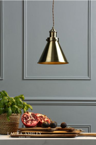 Där Lighting Laura Ashley Rufus Pendant Antique Brass