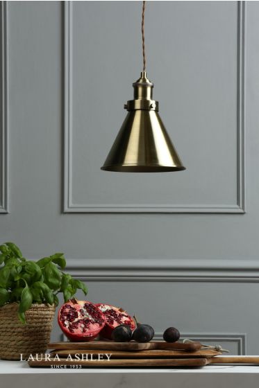 Där Lighting Laura Ashley Rufus Pendant Antique Brass