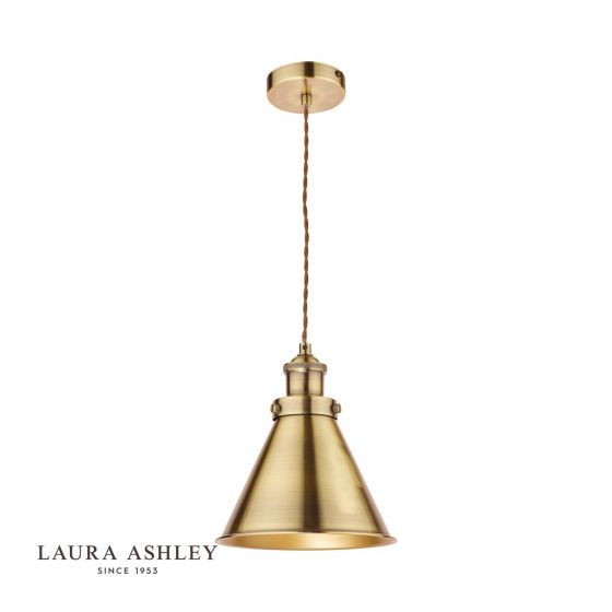 där lighting Laura Ashley Rufus Pendant Antique Brass