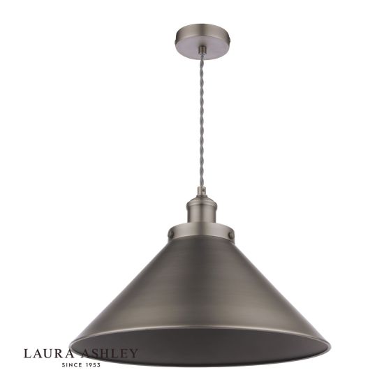 Där Lighting Laura Ashley Rufus Pendant Industrial Nickel