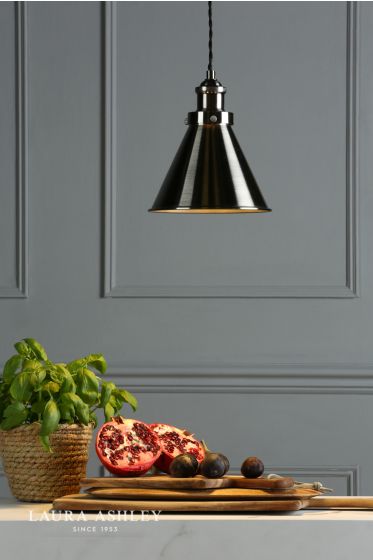 Där Lighting Laura Ashley Rufus Pendant Industrial Nickel