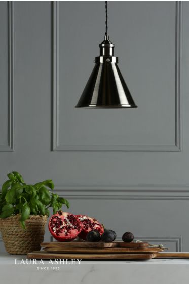 Där Lighting Laura Ashley Rufus Pendant Industrial Nickel
