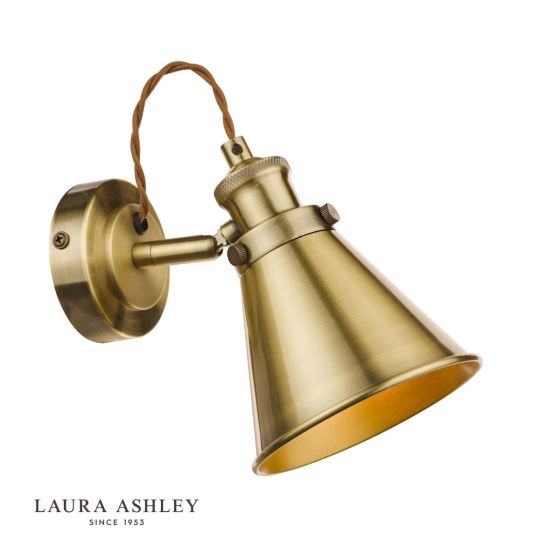 där lighting Laura Ashley Rufus Single Spotlight Antique Brass