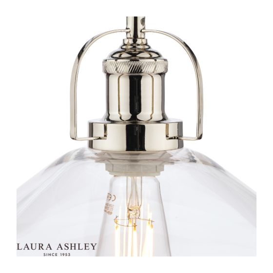 Där Lighting Laura Ashley Rye Pendant Polished Nickel Clear Glass