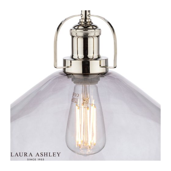 Där Lighting Laura Ashley Rye Pendant Polished Nickel Smoked Glass
