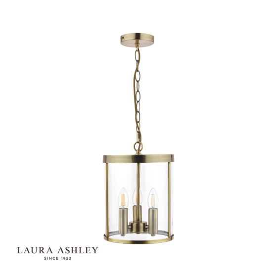 Där Lighting Laura Ashley Selbourne 3lt Lantern Antique Brass Glass