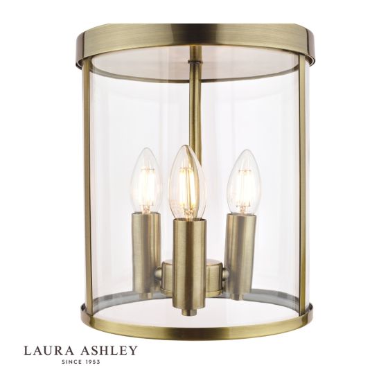 Där Lighting Laura Ashley Selbourne 3lt Lantern Antique Brass Glass