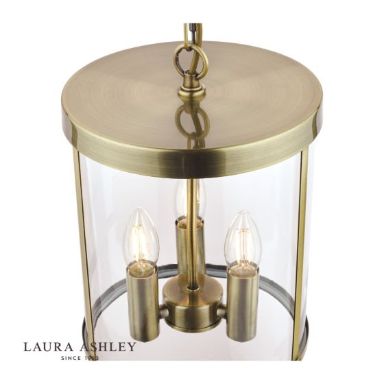 Där Lighting Laura Ashley Selbourne 3lt Lantern Antique Brass Glass