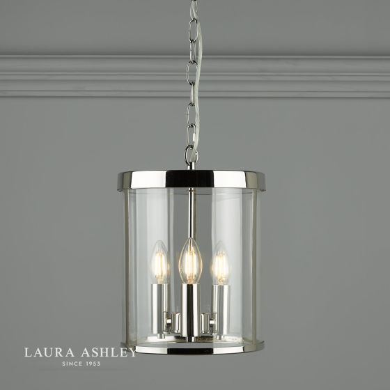 Där Lighting Laura Ashley Selbourne 3lt Lantern Polished Nickel Glass