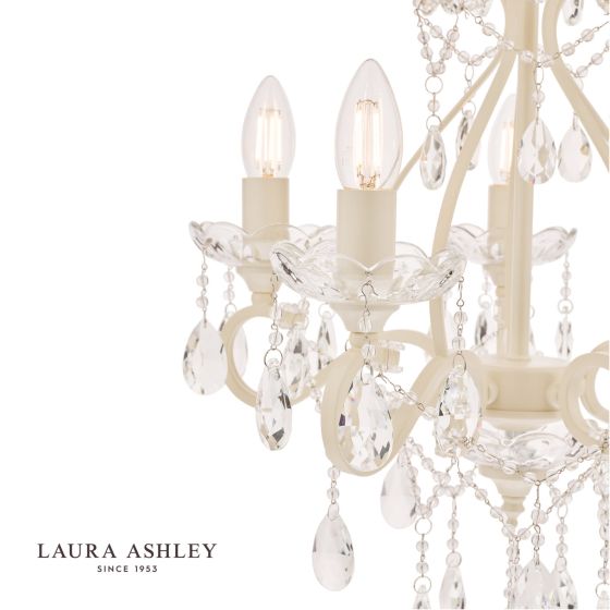 Där Lighting Laura Ashley Shamley 5lt Chandelier Matt White Glass