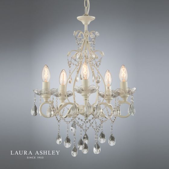 Där Lighting Laura Ashley Shamley 5lt Chandelier Matt White Glass