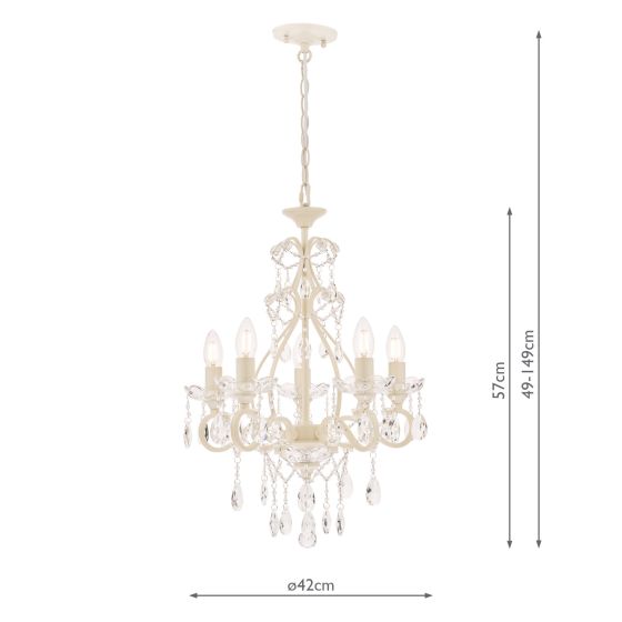 Där Lighting Laura Ashley Shamley 5lt Chandelier Matt White Glass
