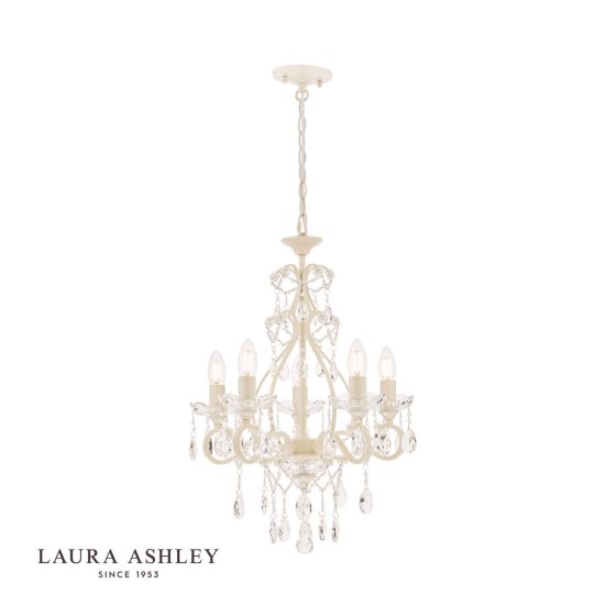 där lighting Laura Ashley Shamley 5lt Chandelier Matt White Glass