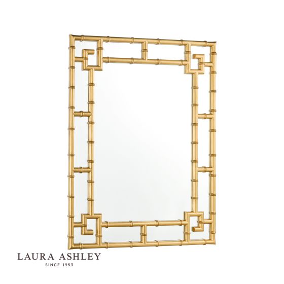 där lighting Laura Ashley Shawford Rectangle Mirror Gold Mirror 107 x 81cm