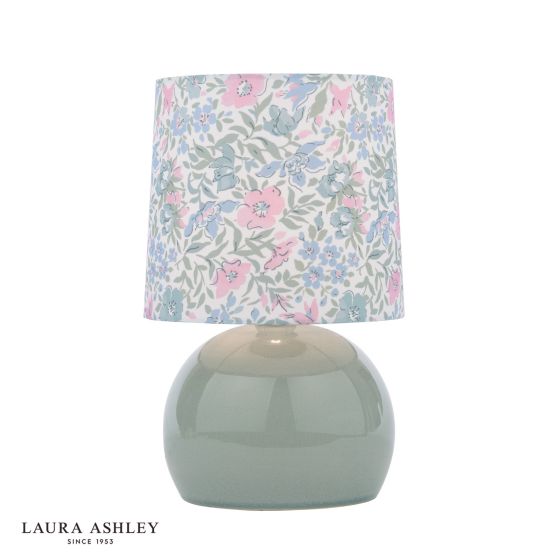 där lighting Laura Ashley Sherston Table Lamp Blue Crackle Glaze With Shade