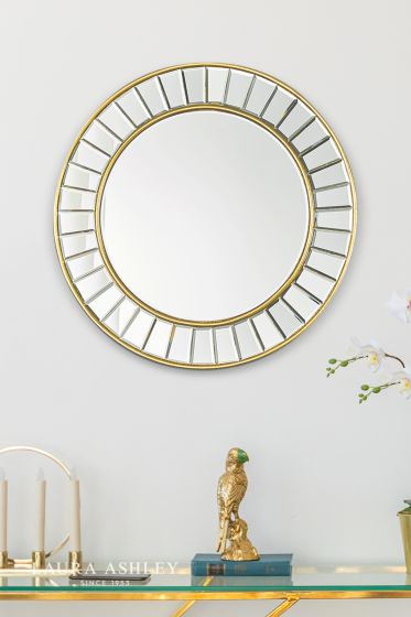 Där Lighting Laura Ashley Small Clemence Round Mirror Gold Leaf 50cm