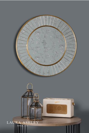 Där Lighting Laura Ashley Small Clemence Round Mirror Gold Leaf 50cm