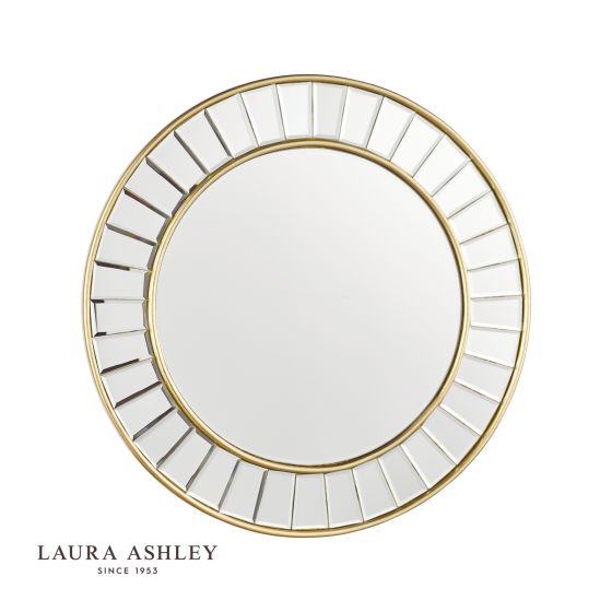 där lighting Laura Ashley Small Clemence Round Mirror Gold Leaf 50cm