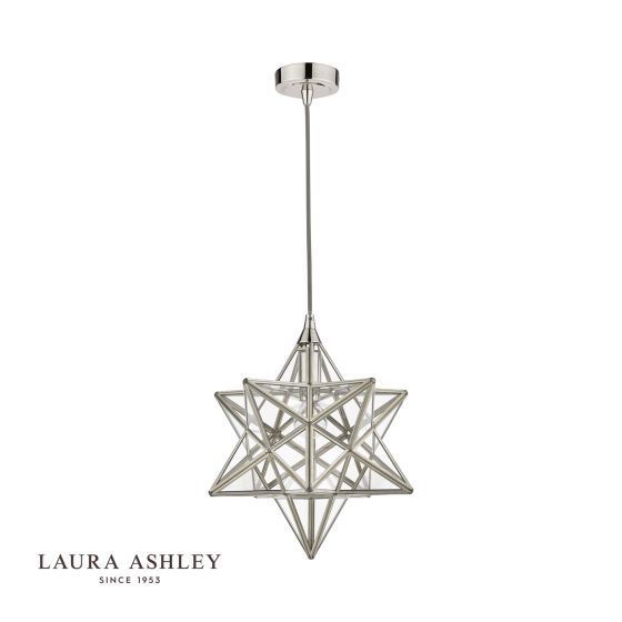Där Lighting Laura Ashley Small Star Pendant Polished Silver Glass
