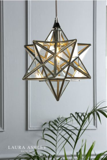 Där Lighting Laura Ashley Small Star Pendant Polished Silver Glass
