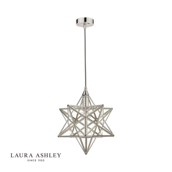 där lighting Laura Ashley Small Star Pendant Polished Silver Glass