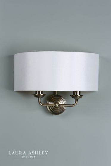 Där Lighting Laura Ashley Sorrento 2 Light Wall Light Antique Brass With Ivory Shade