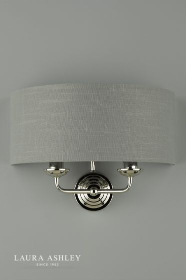 Där Lighting Laura Ashley Sorrento 2 Light Wall Light Polished Nickel With Charcoal Grey Shade