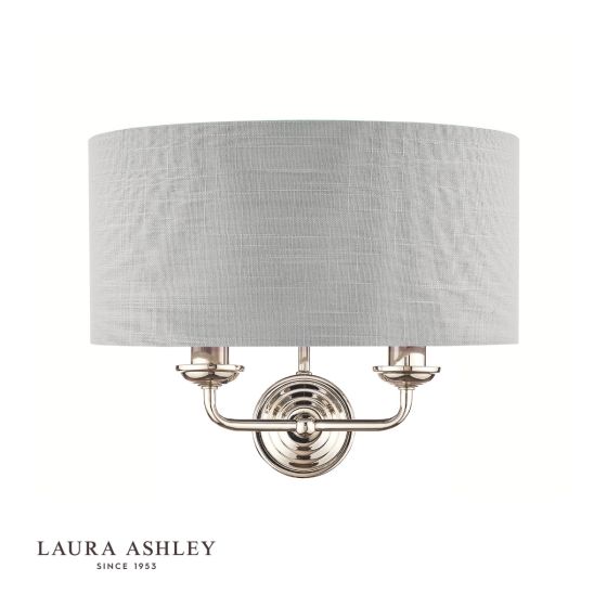 Där Lighting Laura Ashley Sorrento 2 Light Wall Light Polished Nickel With Silver Shade