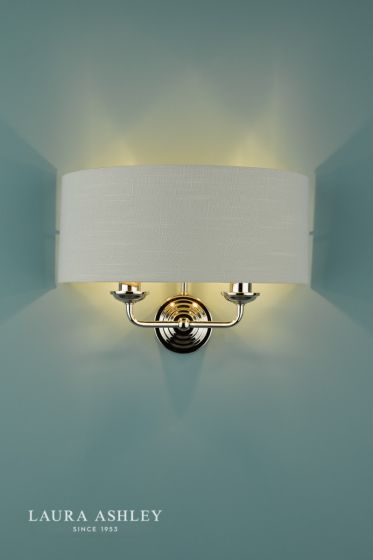 Där Lighting Laura Ashley Sorrento 2 Light Wall Light Polished Nickel With Silver Shade