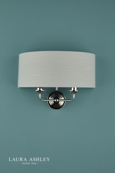 Där Lighting Laura Ashley Sorrento 2 Light Wall Light Polished Nickel With Silver Shade