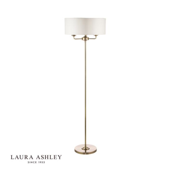 Där Lighting Laura Ashley Sorrento 3 Light Floor Lamp Antique Brass With Ivory Shade